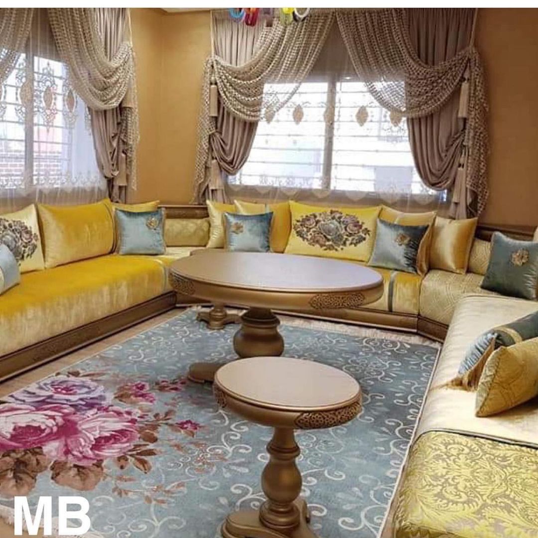 صالونات مغربية باللون الرمادي و الاصفر