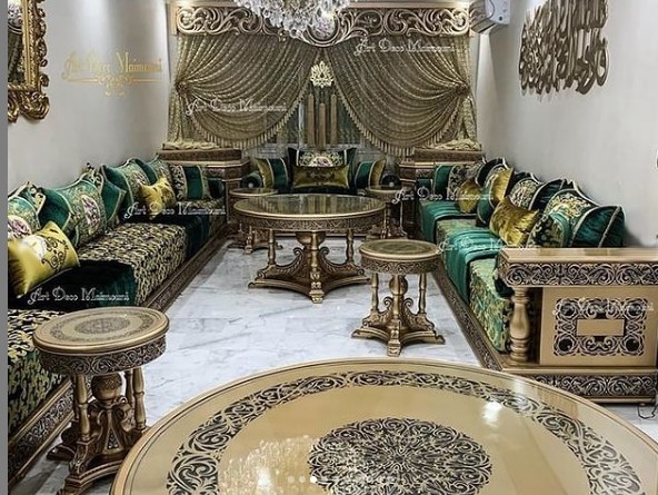صالونات مغربية باللون الاخضر الملكي