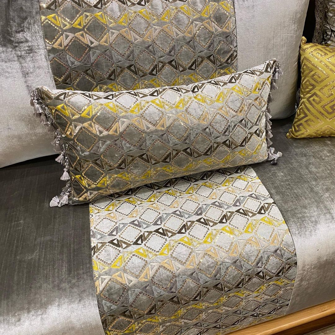 صالونات مغربية باللون الرمادي و الاصفر