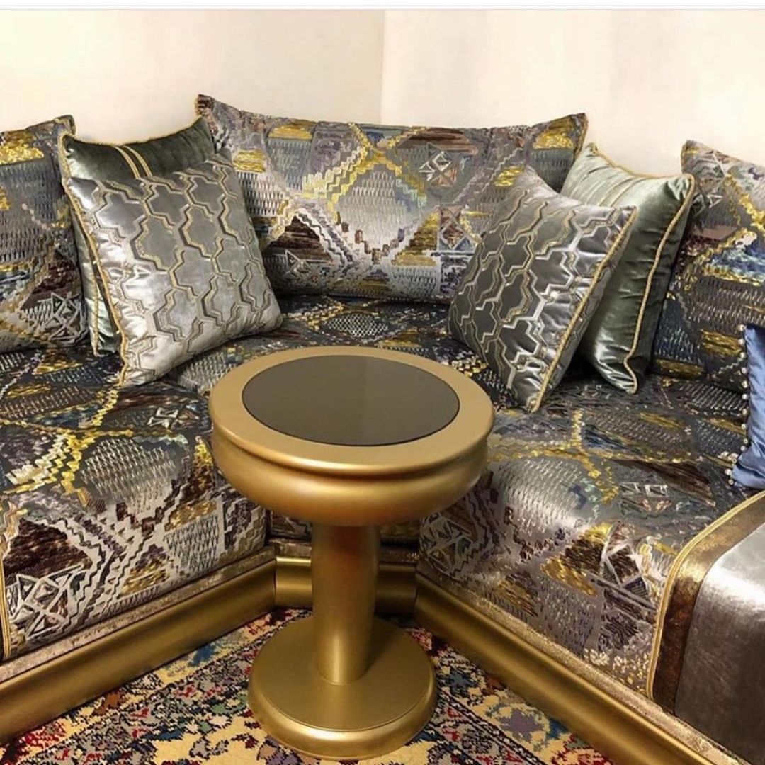 صالونات مغربية باللون الرمادي و الاصفر