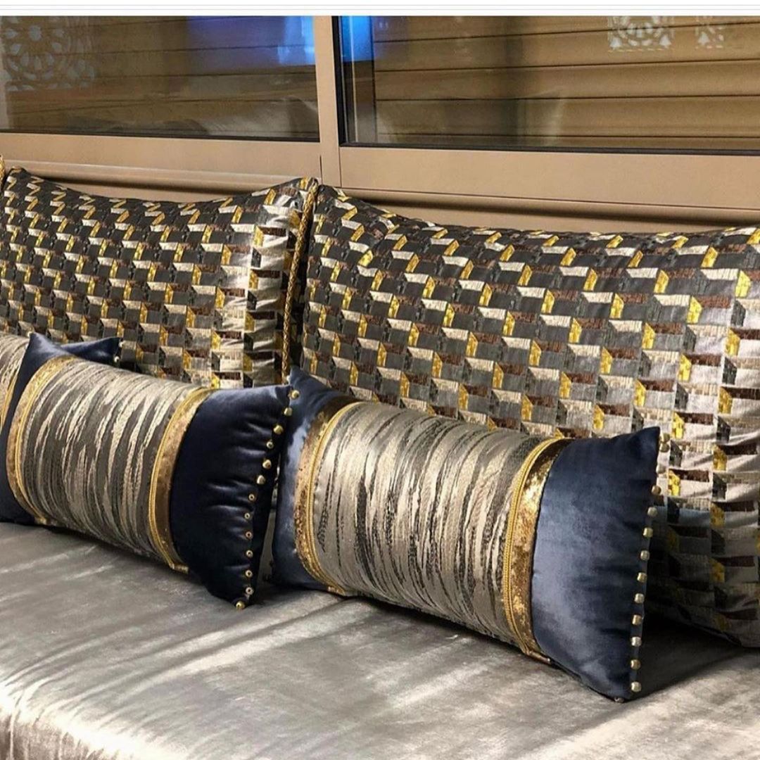 صالونات مغربية باللون الرمادي و الاصفر