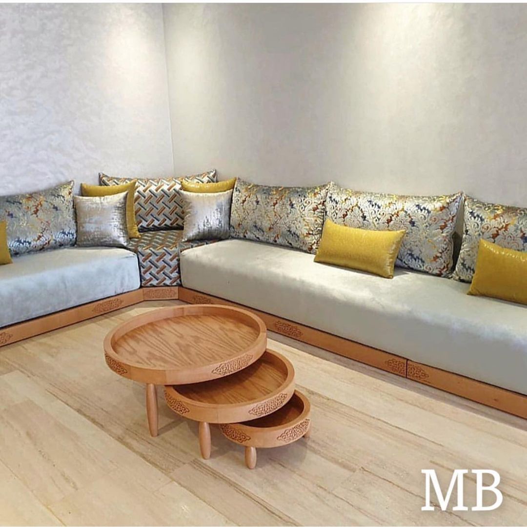 صالونات مغربية باللون الرمادي و الاصفر